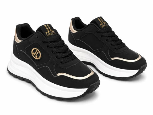 Original Sneakers Damă Negri cu Talpă Înaltă,