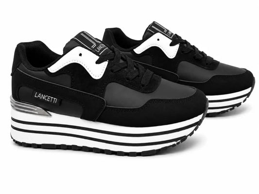 Original Sneakers Damă Negri cu Platformă Înaltă