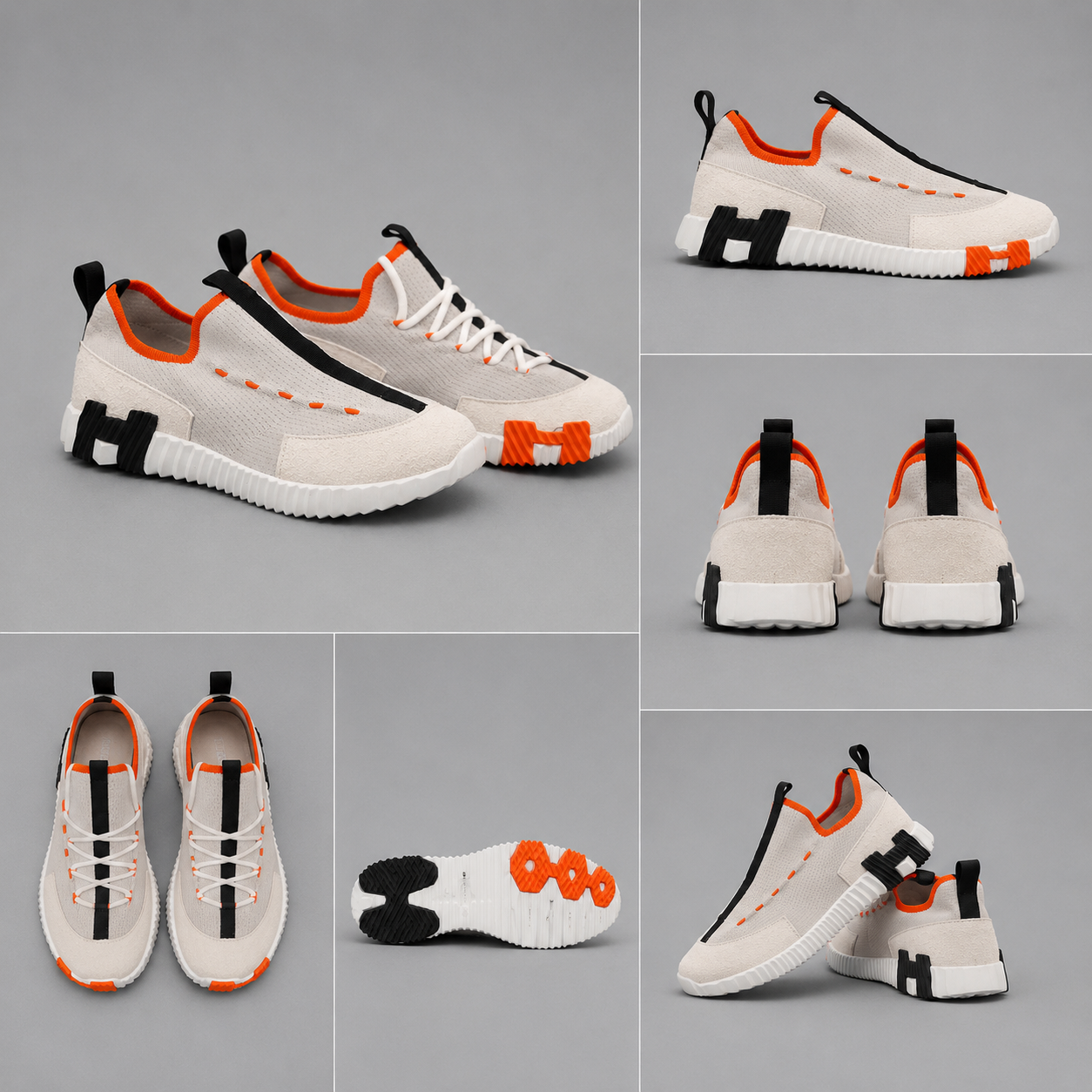 Pantofi Casual Bărbați Crem cu Accente Portocalii, Confort Premium,