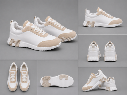 Pantofi Casual Bărbați Alb-Bej, Design Modern și Confortabil,
