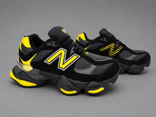 Pantofi Sport Bărbați Negri cu Accente Galbene, Talpă Confort Premium,