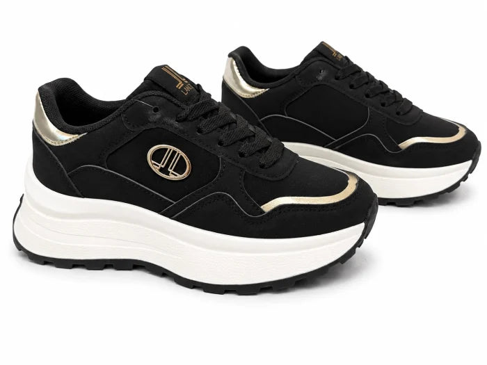Lancetti Original Sneakers Damă Negri cu Talpă Înaltă,