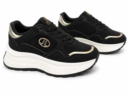 Lancetti Original Sneakers Damă Negri cu Talpă Înaltă,