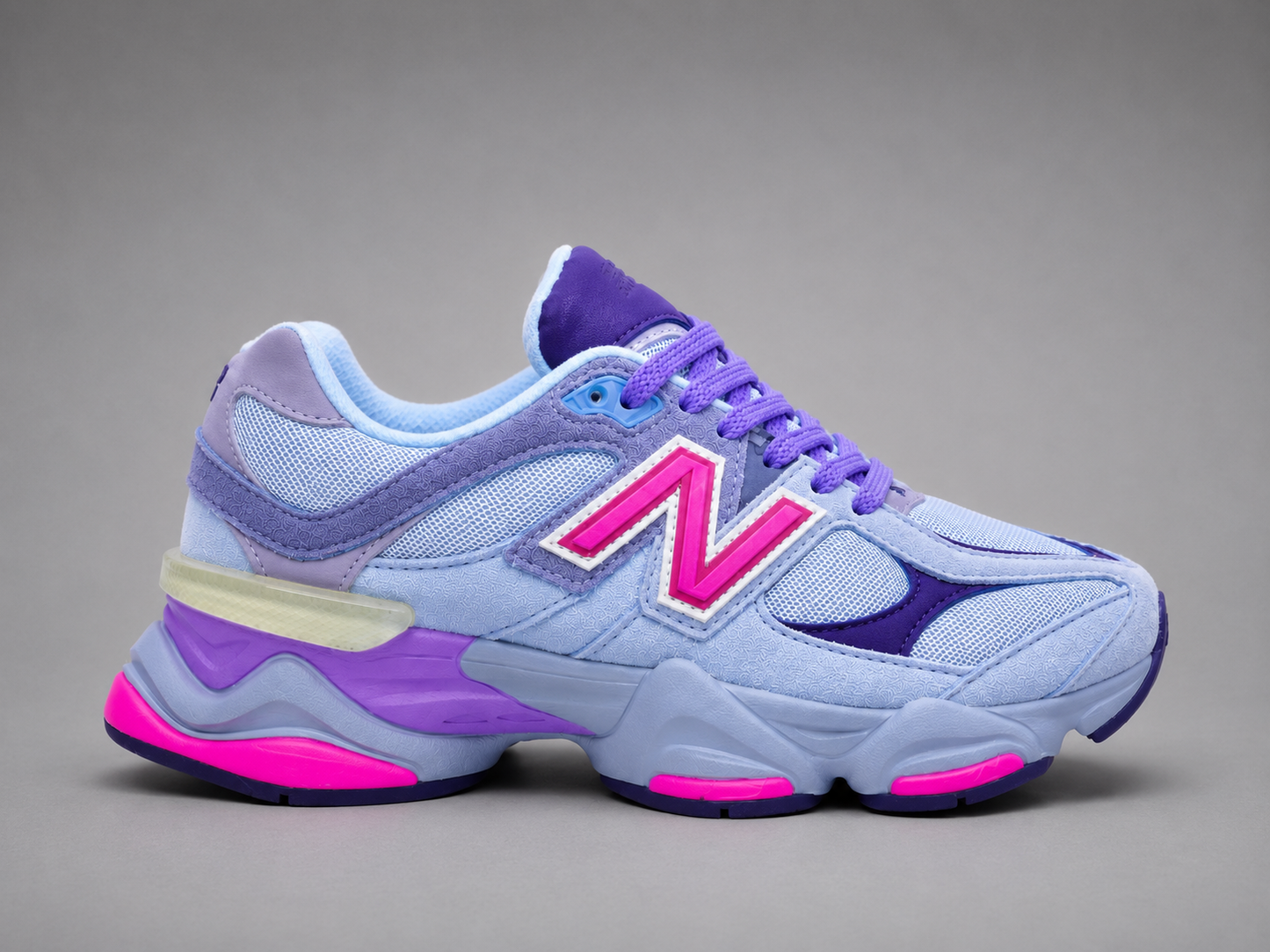 Sneakers Damă Lavender Sky – Design Sport-Urban, Accente Roz Neon și Talpă Confortabilă cu Absorbție a Șocurilor