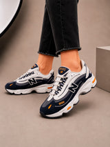 Sneakers Damă Alb-Albastru Premium, Talpă Groasă, Model Casual sport