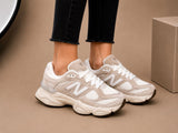 Sneakers Damă Bej Deschis , Piele Întoarsă, Talpă Groasă,