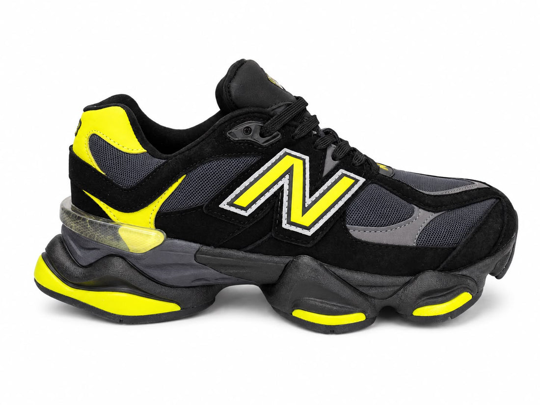 Pantofi Sport Bărbați Negri cu Accente Galbene, Talpă Confort Premium,
