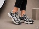 Pantofi Sport Damă Animal Print Gri, Albi și Negri, Talpă Confort