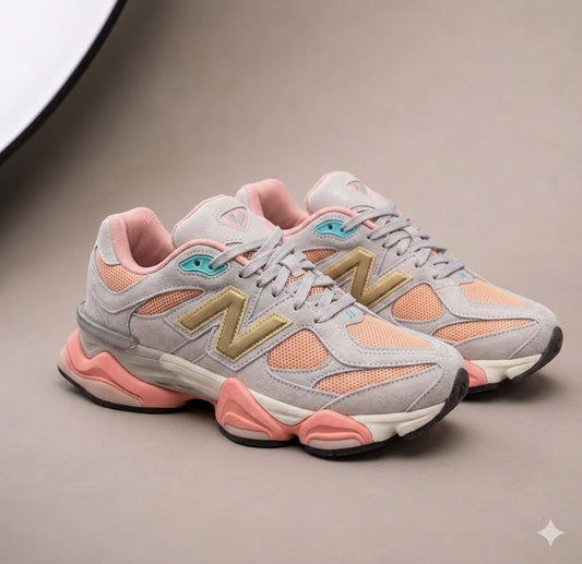 Sneakers Damă Roz Somon , Piele Întoarsă, Talpă Groasă,
