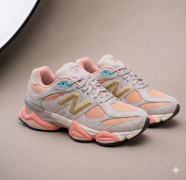 Sneakers Damă Roz Somon , Piele Întoarsă, Talpă Groasă,