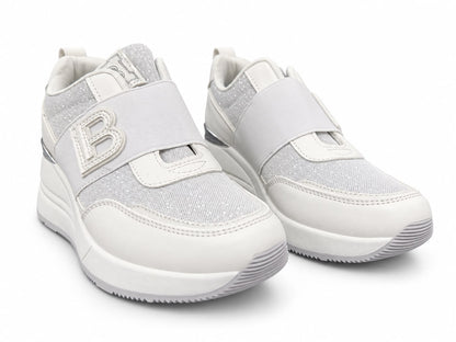 Sneakers Damă Laura Biagiotti White & Silver – Design Elegant Modern, Platformă Înaltă și Detalii Strălucitoare