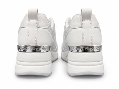 Sneakers Damă Laura Biagiotti White & Silver – Design Elegant Modern, Platformă Înaltă și Detalii Strălucitoare