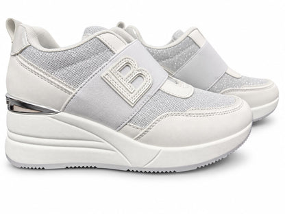 Sneakers Damă Laura Biagiotti White & Silver – Design Elegant Modern, Platformă Înaltă și Detalii Strălucitoare