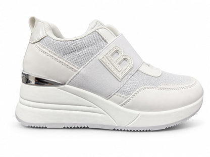 Sneakers Damă Laura Biagiotti White & Silver – Design Elegant Modern, Platformă Înaltă și Detalii Strălucitoare