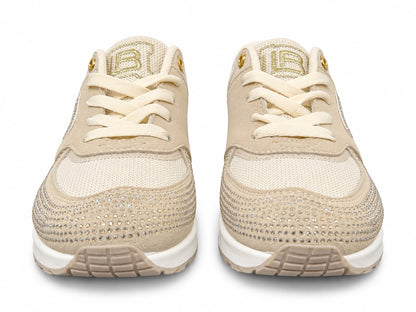 Sneakers Damă Laura Biagiotti Beige & Gold – Design Elegant, Detalii Strălucitoare și Talpă Confortabilă cu Amortizare
