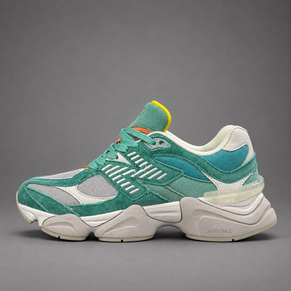 Sneakers Damă Verde & Alb – Design Urban Modern, Accente Galbene și Talpă Robustă