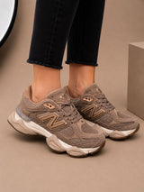 Sneakers Damă Bej Cappuccino Premium, Piele Întoarsă, Talpă Groasă,