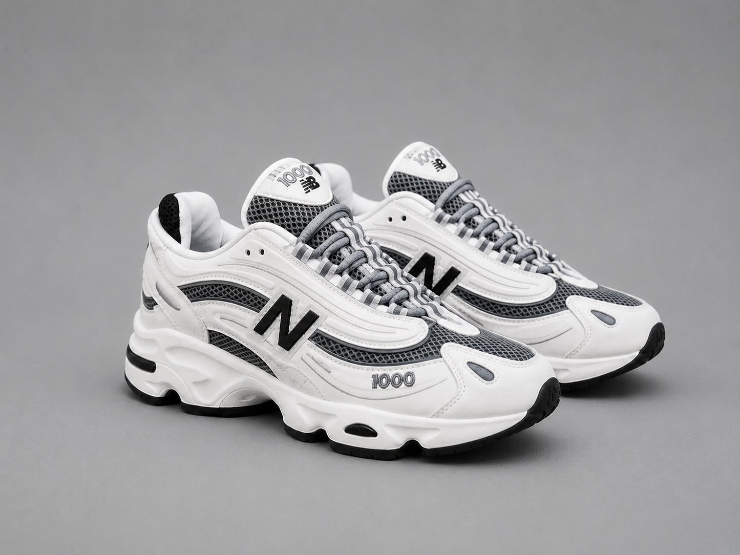 Sneakers Damă Albi cu Gri, Talpă Groasă, Model Fashion Premium, Confortabili și Moderni