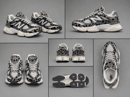Pantofi Sport Damă Animal Print Gri, Albi și Negri, Talpă Confort
