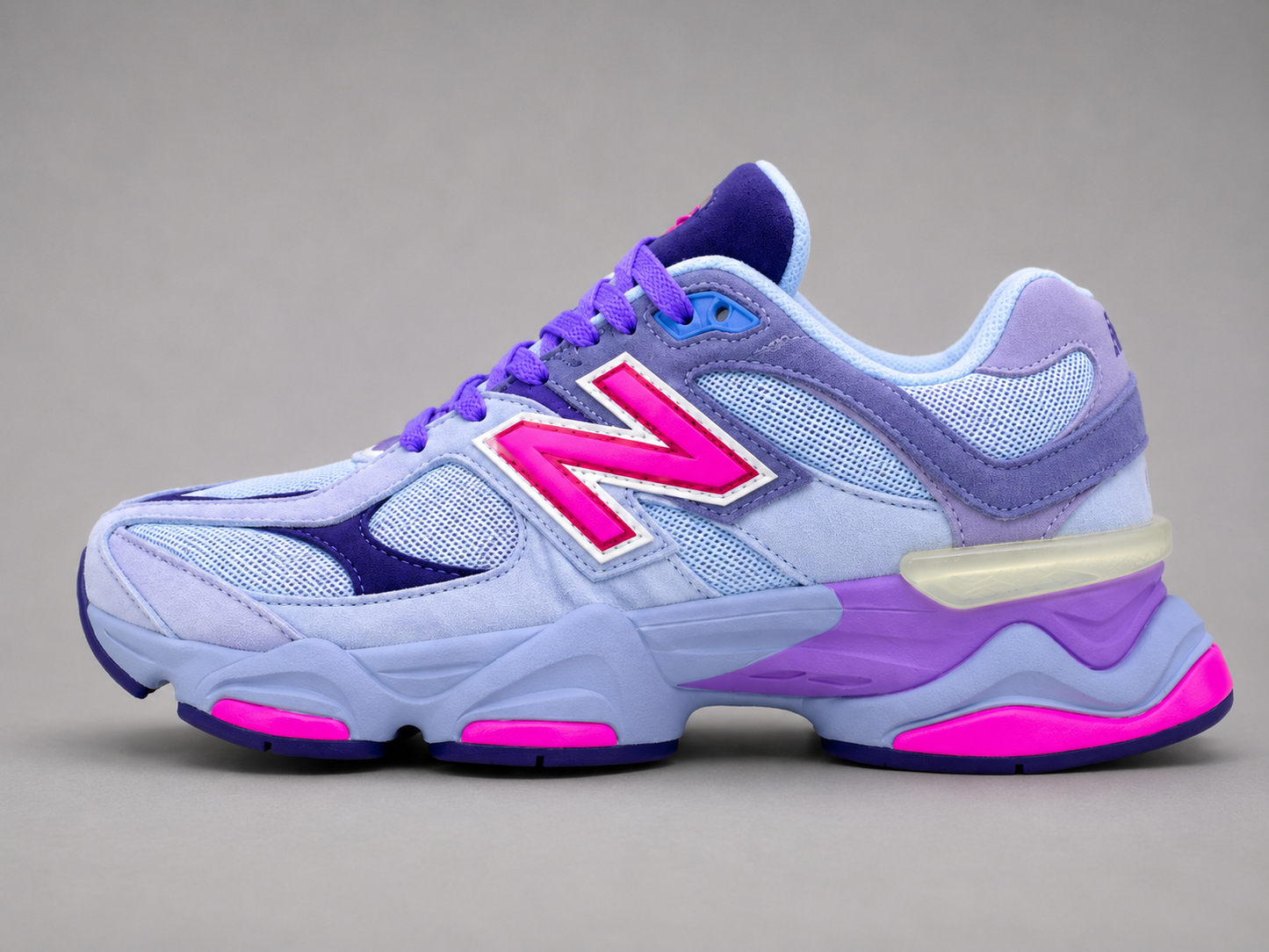 Sneakers Damă Lavender Sky – Design Sport-Urban, Accente Roz Neon și Talpă Confortabilă cu Absorbție a Șocurilor