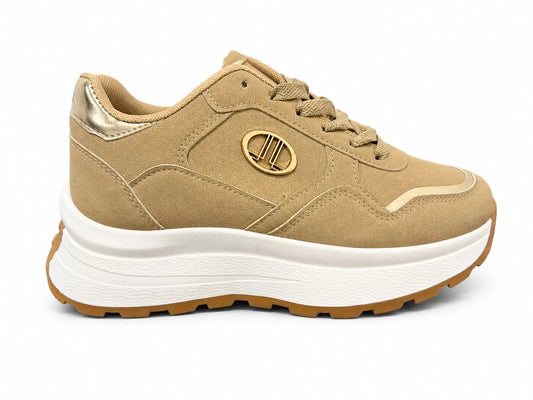 Original Sneakers Damă Bej cu Talpă Înaltă